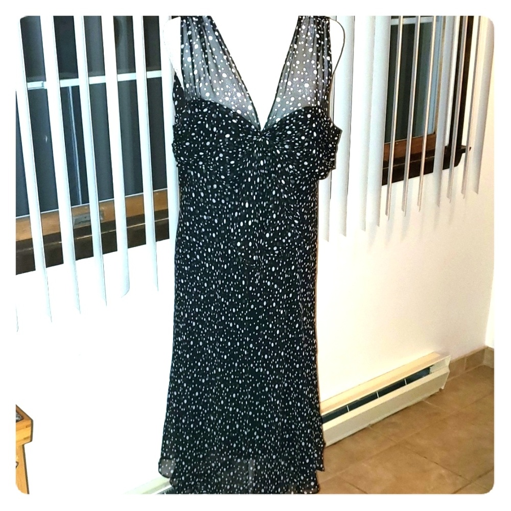 Flowy polka-dot Sleeveless Silk dress